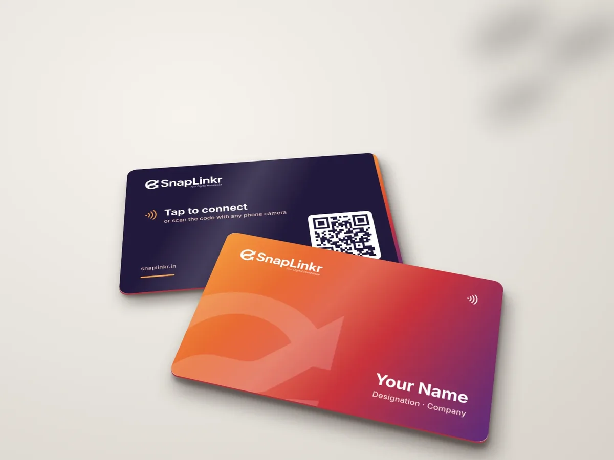 SnapLinkr full-colour PVC NFC business card, front and back