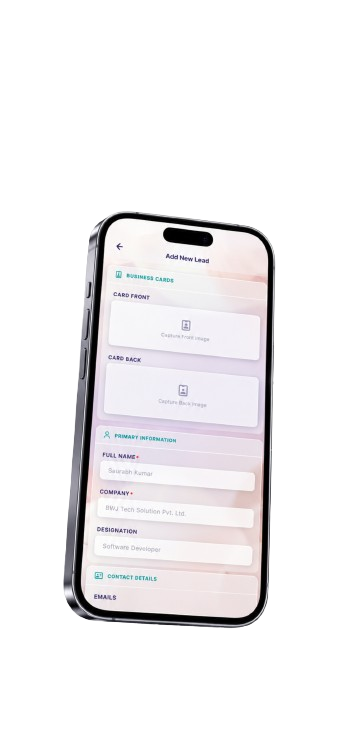 Editable lead form with front and back card images