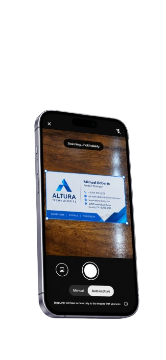 SnapLinkr business card scanning screen