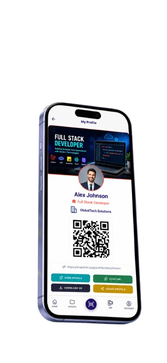 SnapLinkr digital profile with QR code